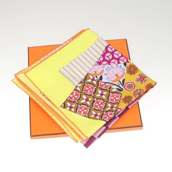 HERMES Carre 90 Scarf ""LArt du Sarasa"" Silk Purple Auth - Picture 1 of 10
